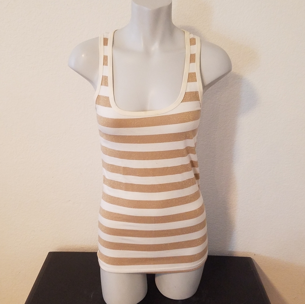 Long Gold and Cream Striped Tank